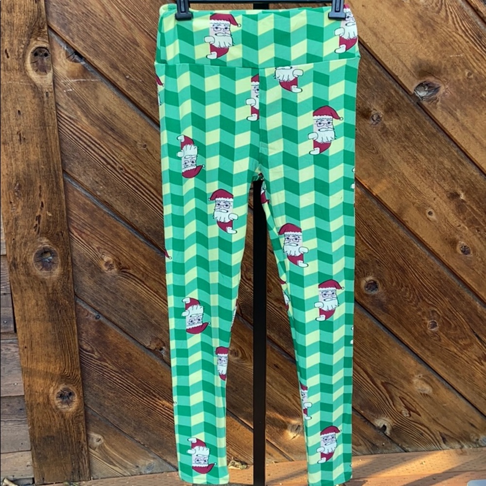 Lularoe OS 89 Green Geometric 🎅 Leggings